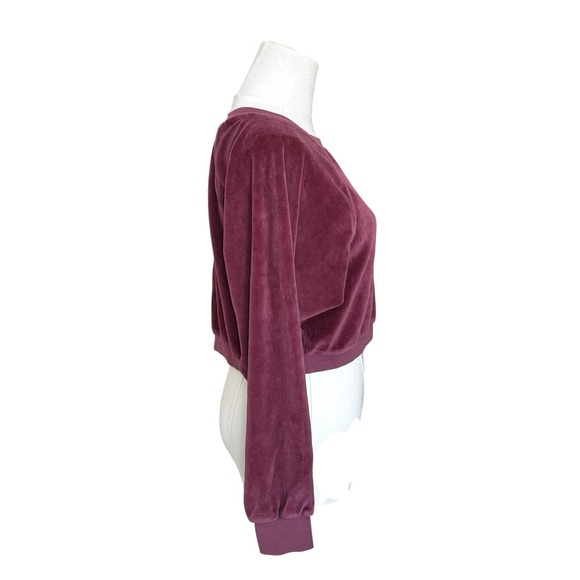 NWTSuzie Kondi Cropped Crew Neck Velour Sweatshirt Dusty Rose Sz M - Picture 5 of 14